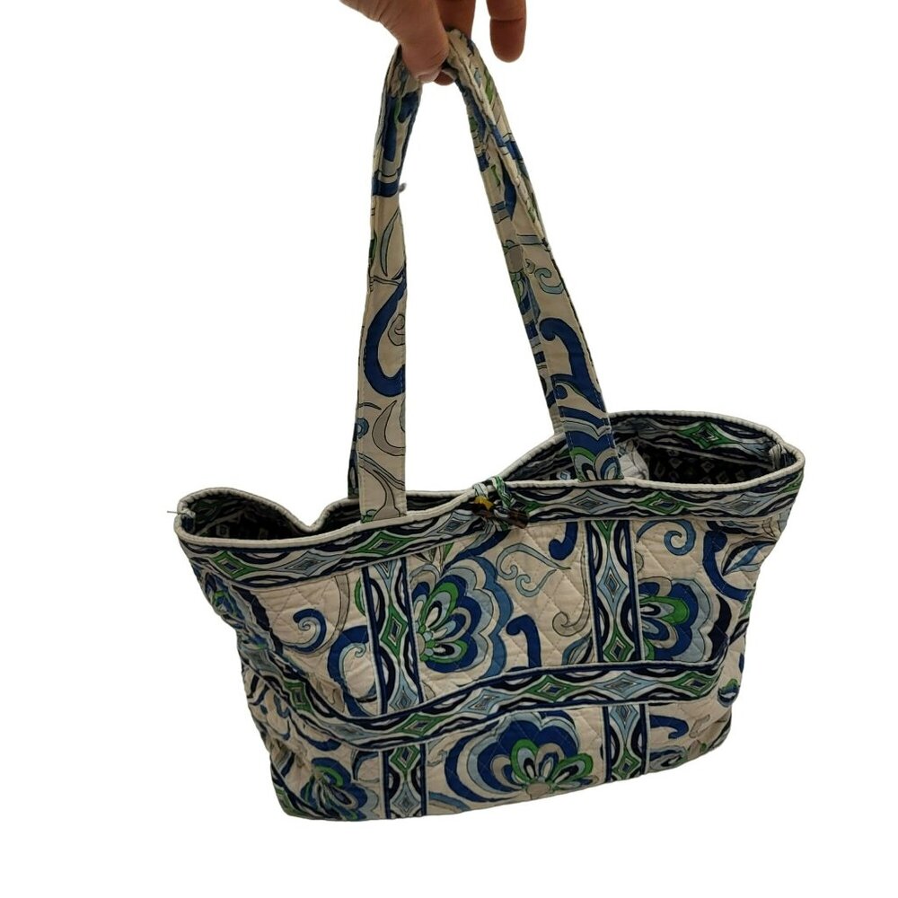 Vera Bradley Mediterranean Blue Paisley Quilted Floral Tote Bag Shoulder Bag